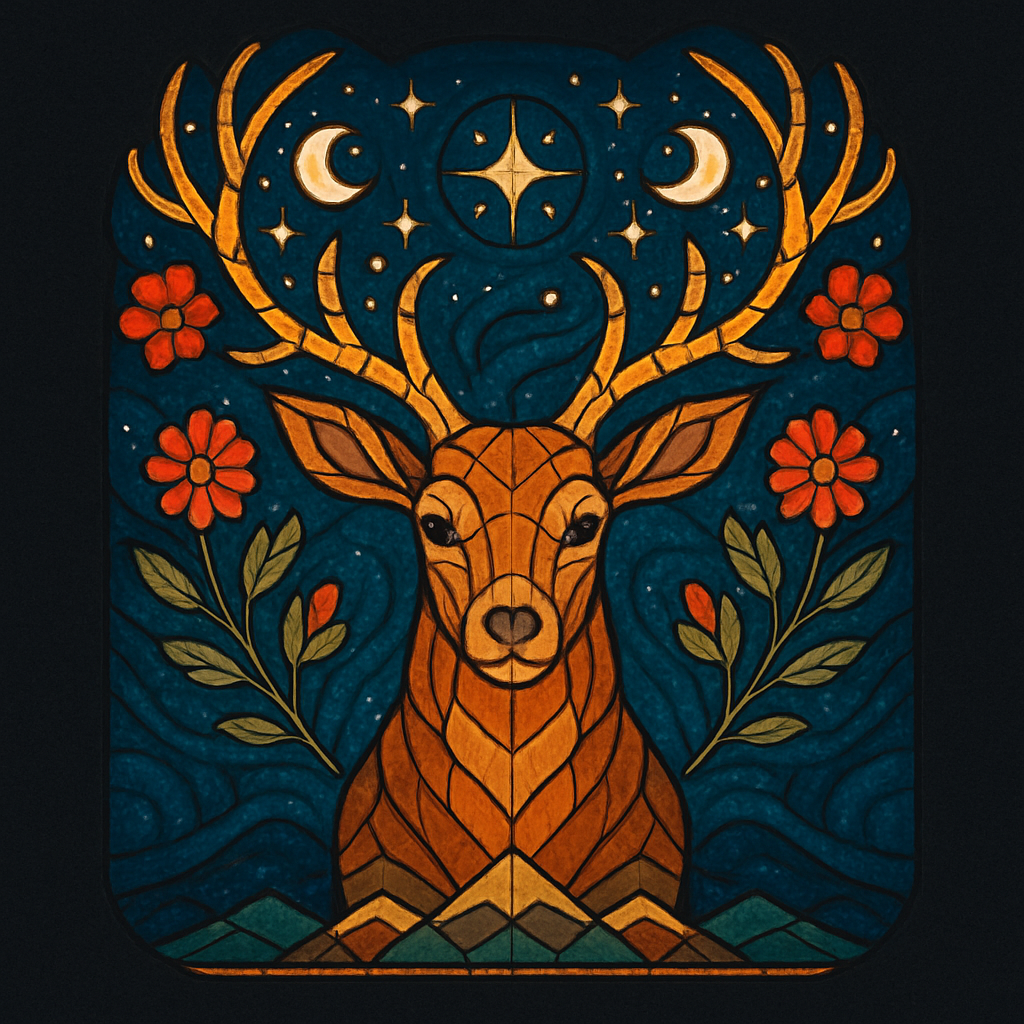 Starlit Crown Deer Among Floating Wildflowers diamond painting