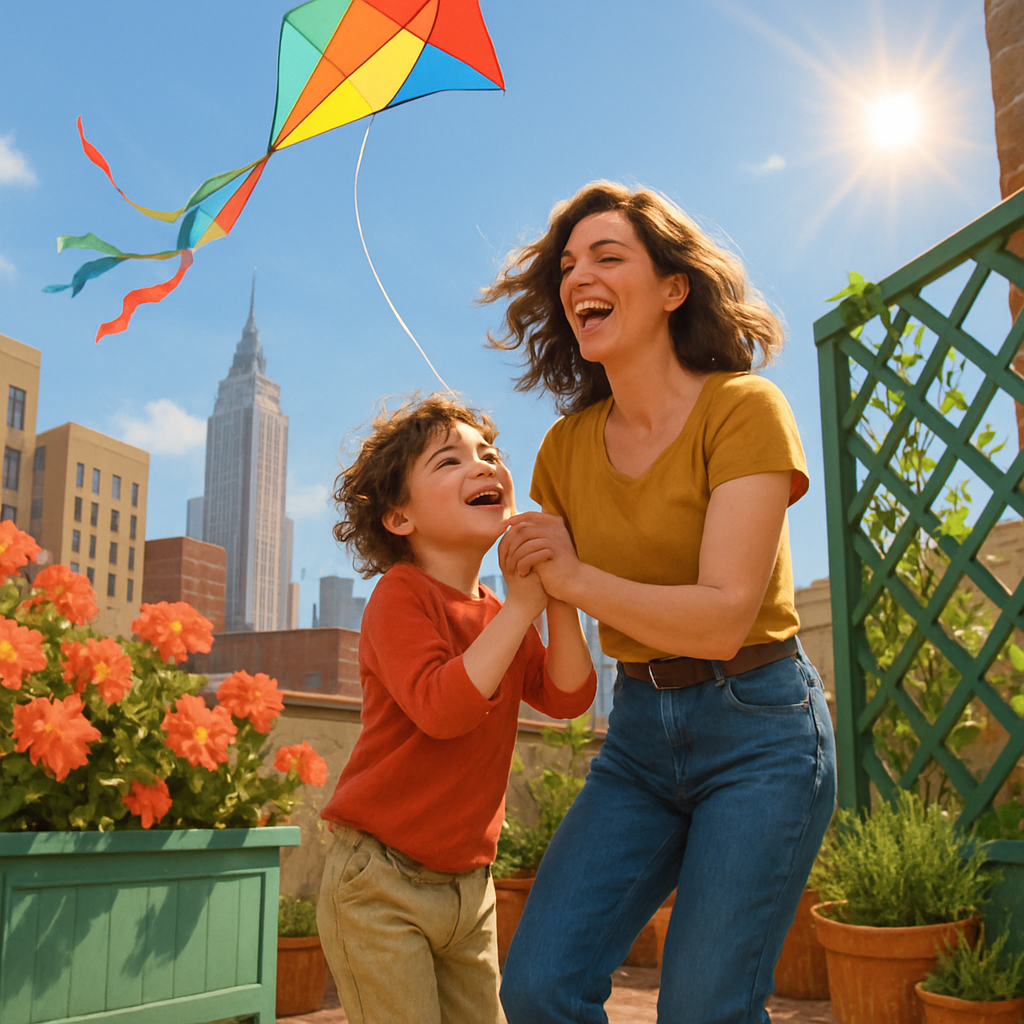 Rooftop Garden Lessons Under A Kite Sky Paint by diamonds kits