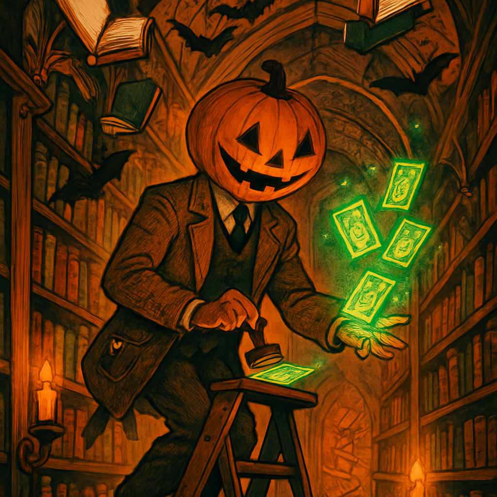 The Pumpkin Librarian Of Lost Spells painting diamond kit