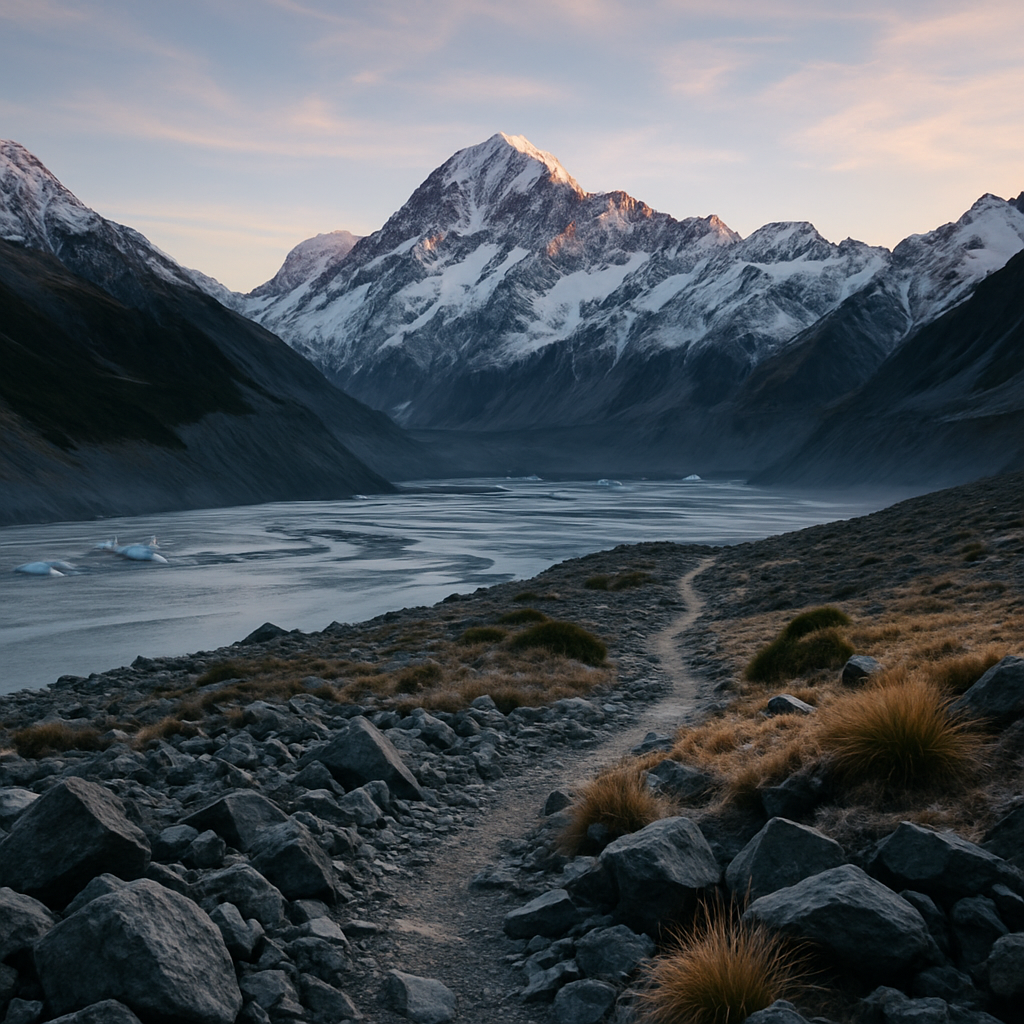 Dawn Over Aoraki And Tasman Glacier Moraine diamonded painting kits