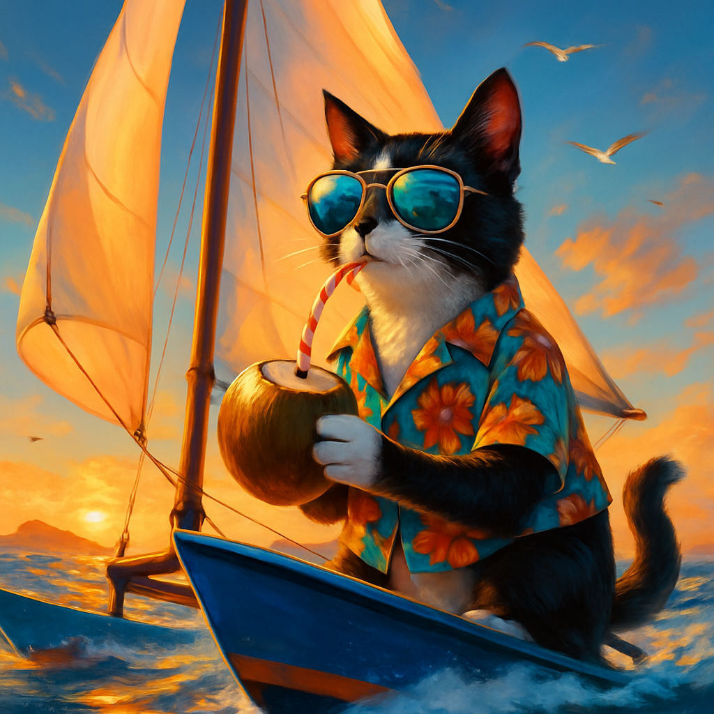 Coconut Drink Captain On The Catamaran Paint by diamonds kits