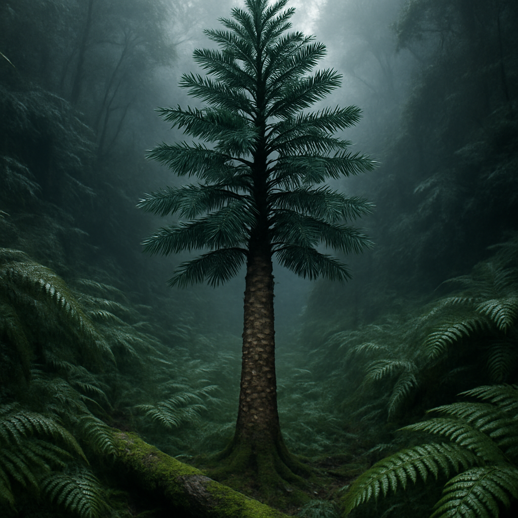 Wollemi Pine In Temperate Rainforest Mist diamond painting