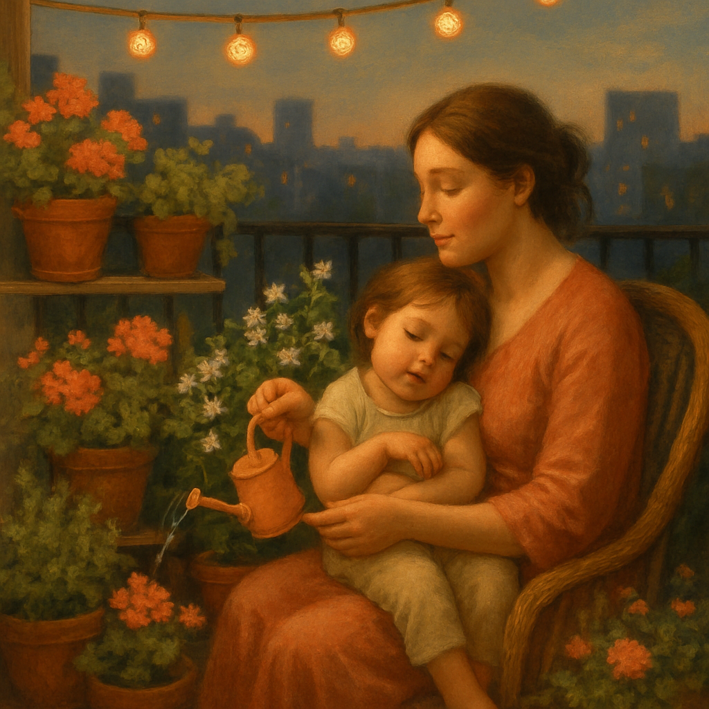Balcony Garden Lullaby A Mothers Day Evening Bloom diamonded painting kits