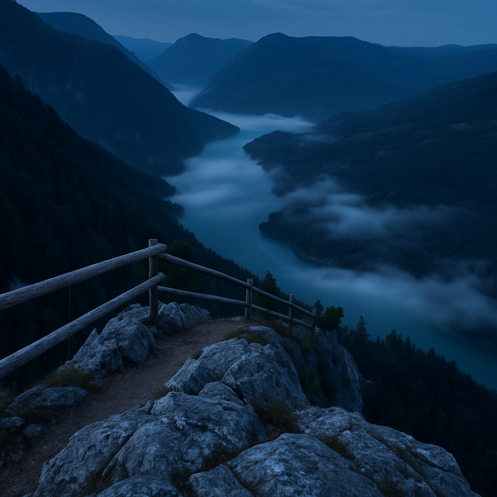 Blue Hour Over The Drina Canyon Tara Mountains Serbia paint by color