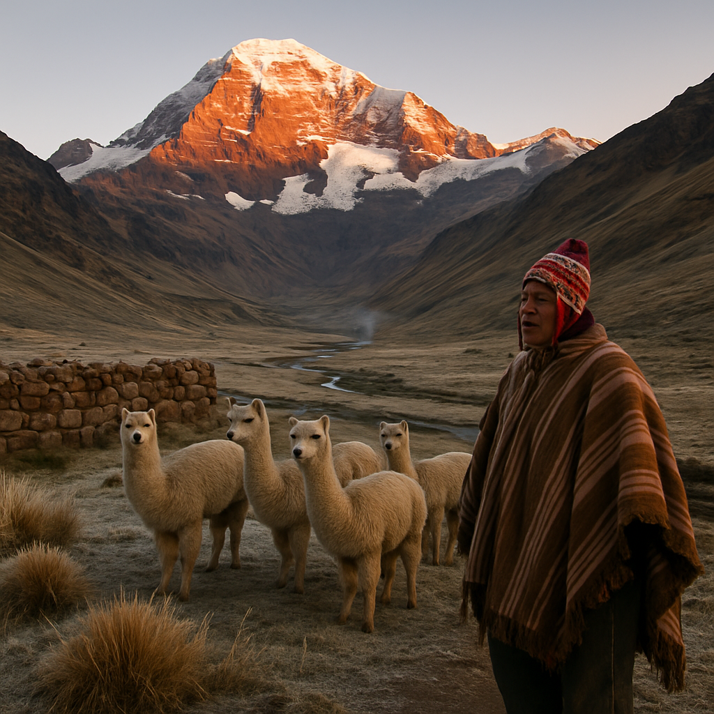 Quechua Herder At Sunrise Below Ausangate Cordillera Vilcanota Peru paint by diamond