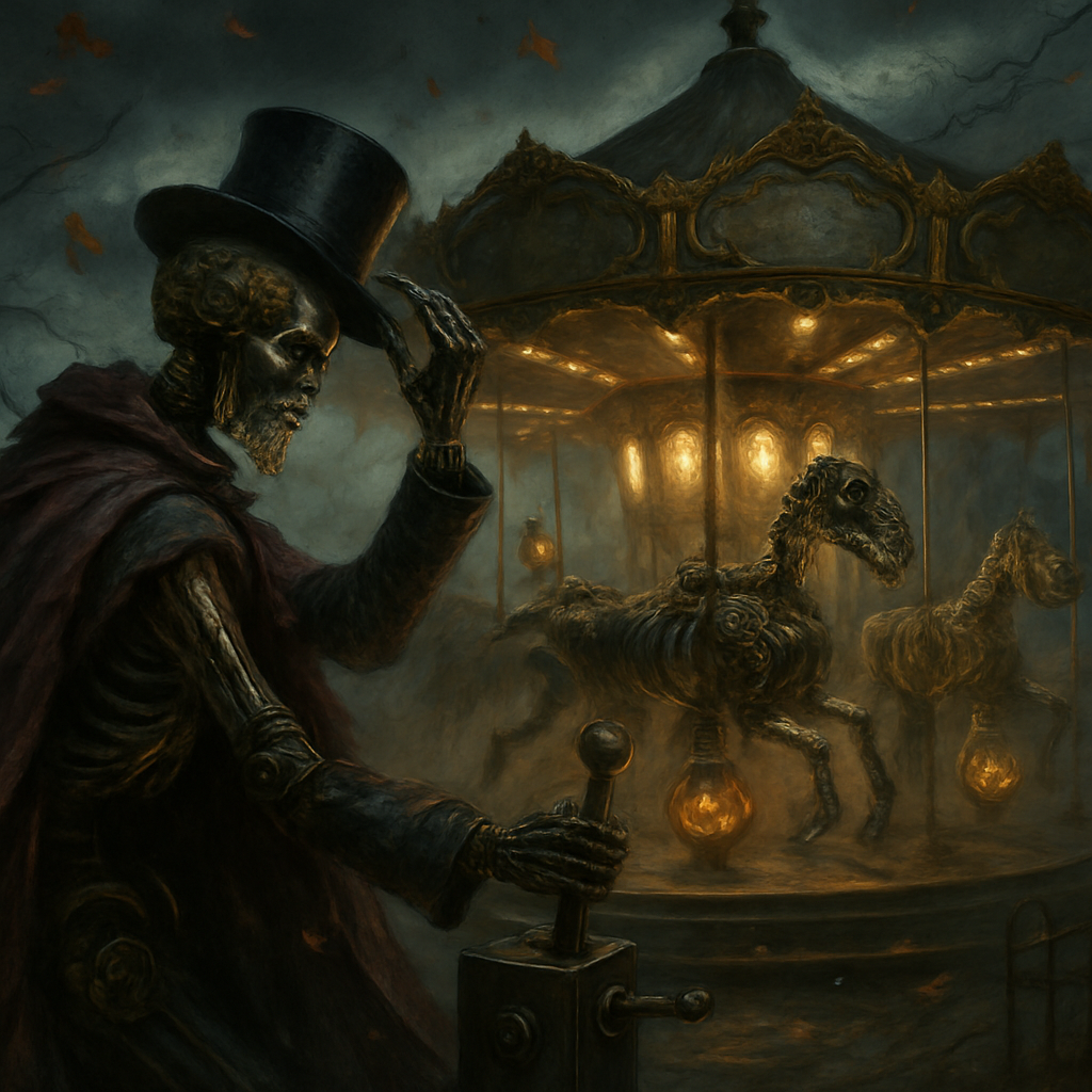 Haunted Carousel Of Clockwork Skeletons Painting by diamonds kit