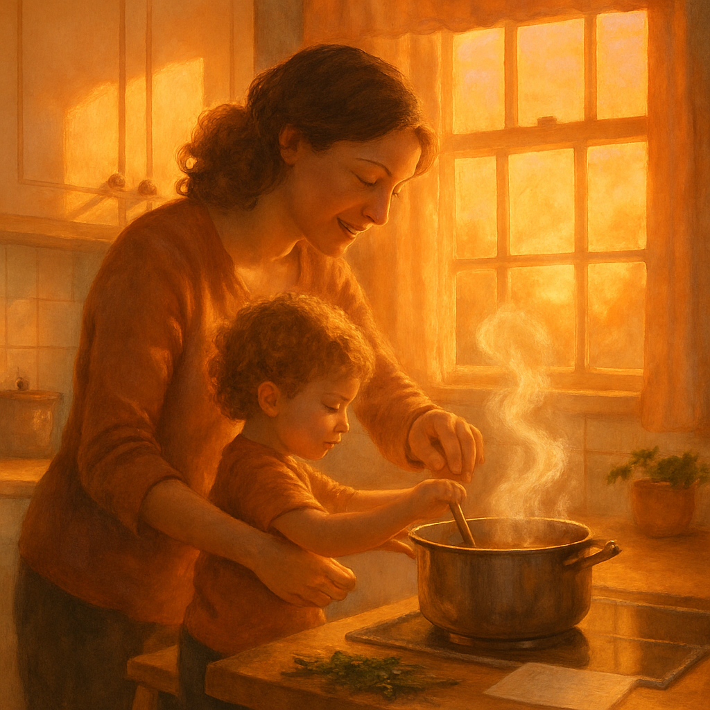 Sunrise Soup And Small Hands A Kitchen Ritual Of Care diamond painting