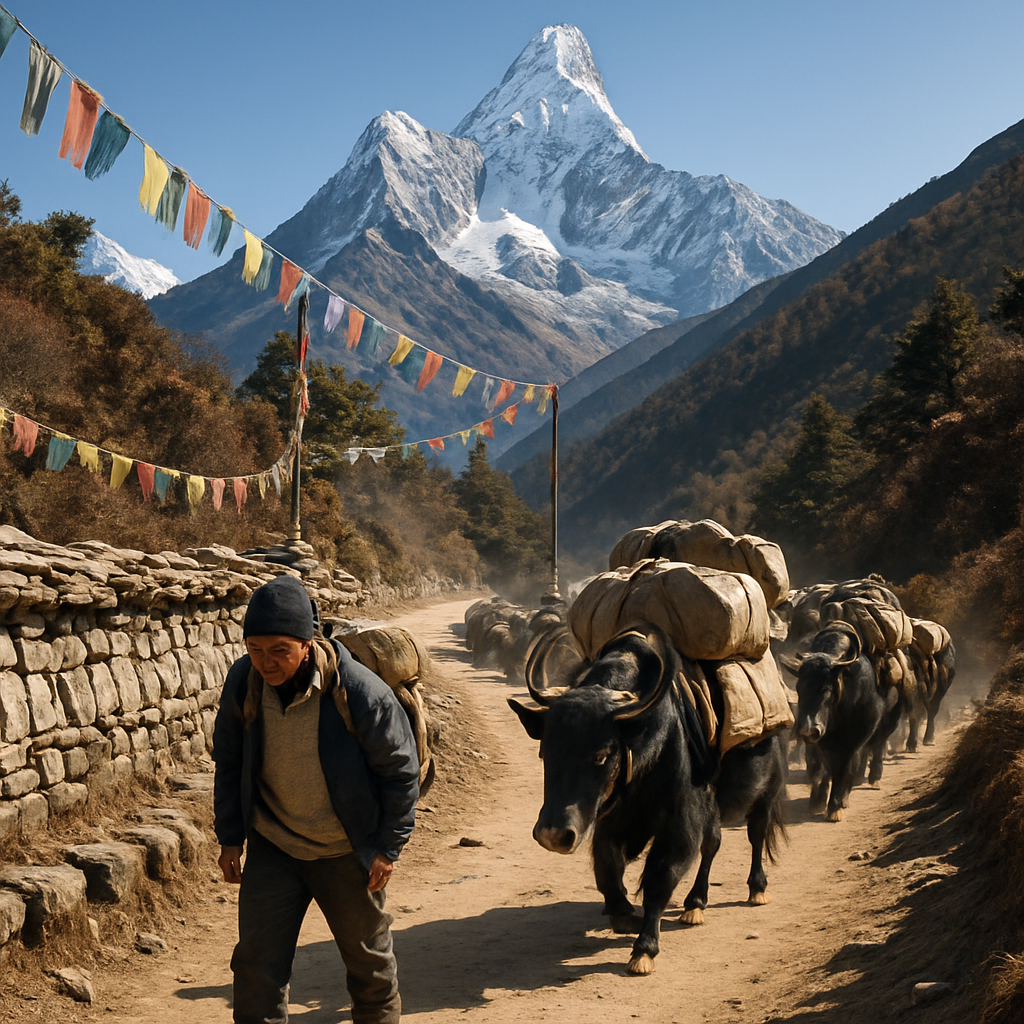 Khumbu Trail To Tengboche With Ama Dablam paint by diamond