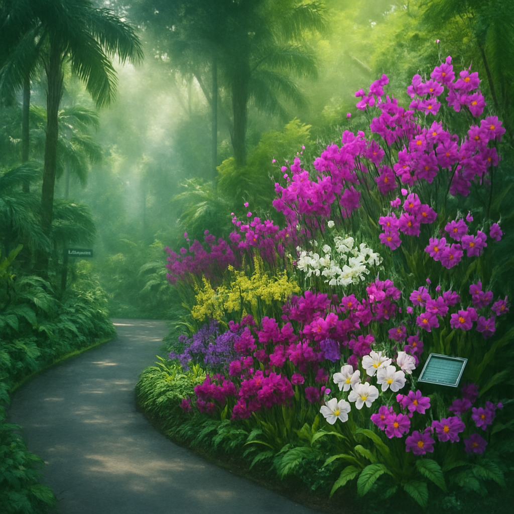 Singapore Botanic Gardens National Orchid Garden paint by color