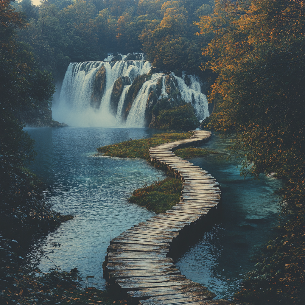 Plitvice Lakes National Park Boardwalk paint by color