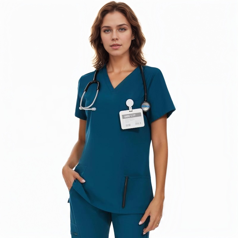Soft Stretch Scrubs Tops With 3 Pockets