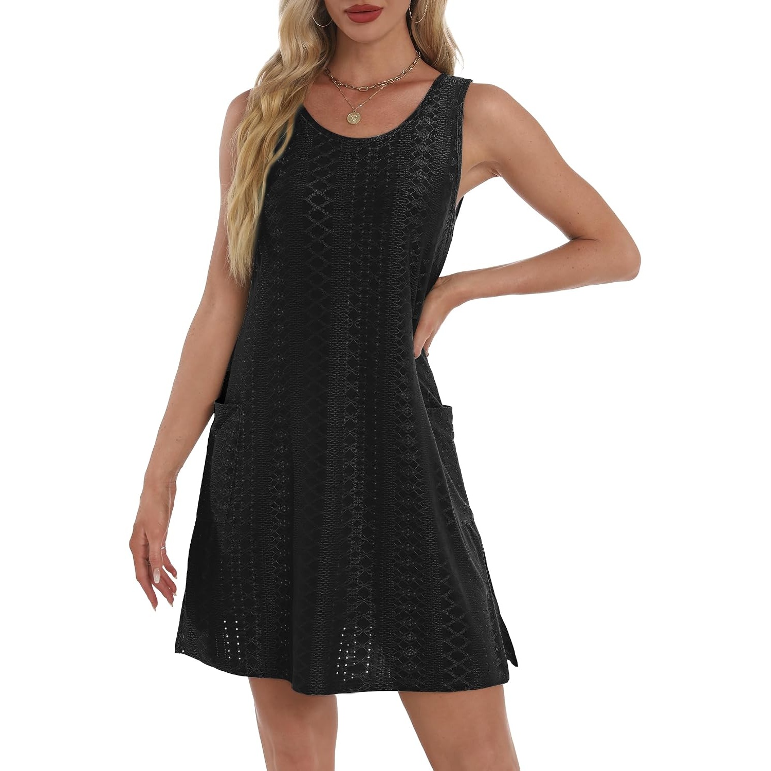 Sleeveless Summer Coverup Dress With Pockets