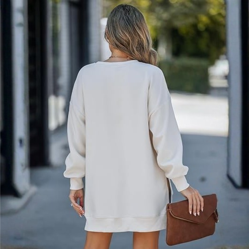 Oversized Sweatshirt With Zipper Slit For Women