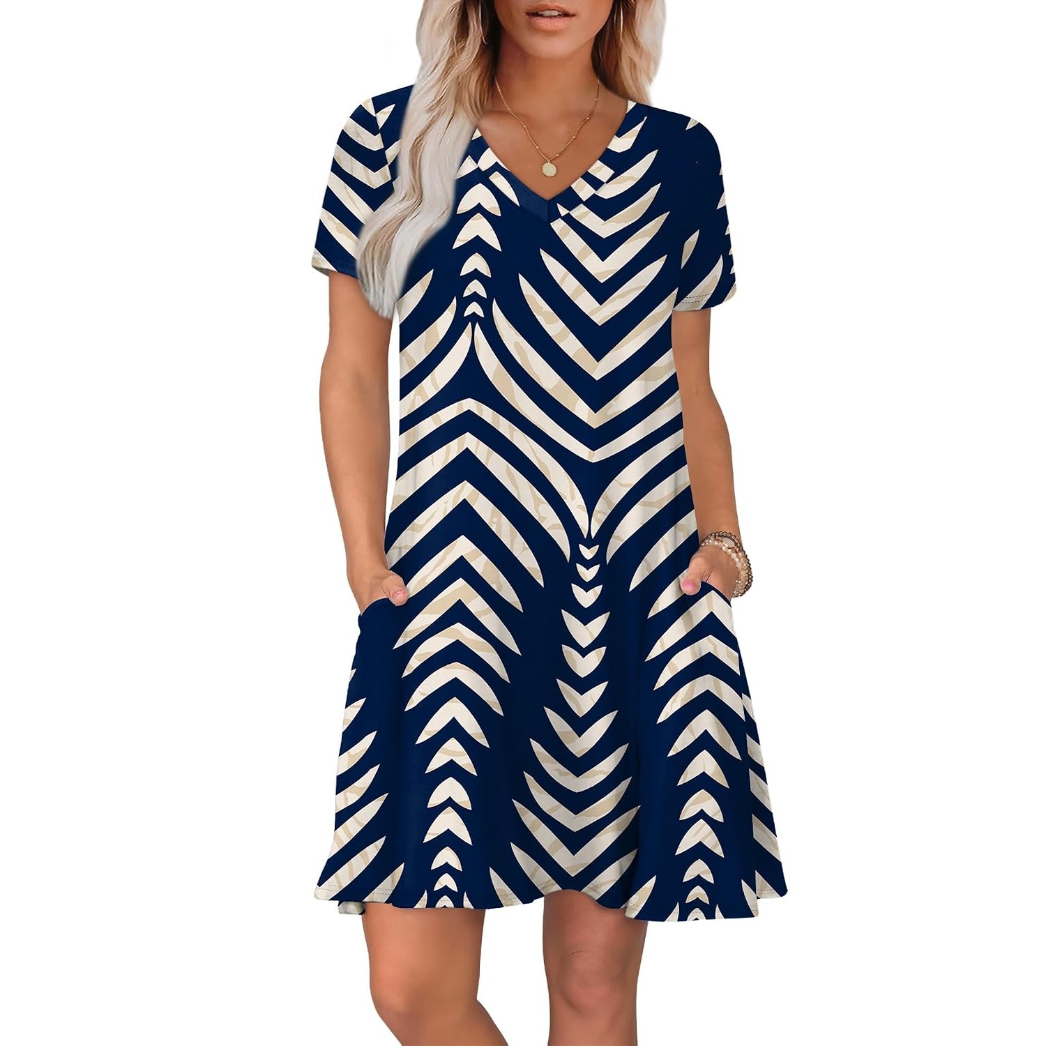 Boho Summer Loose T Shirt Dress With Pockets