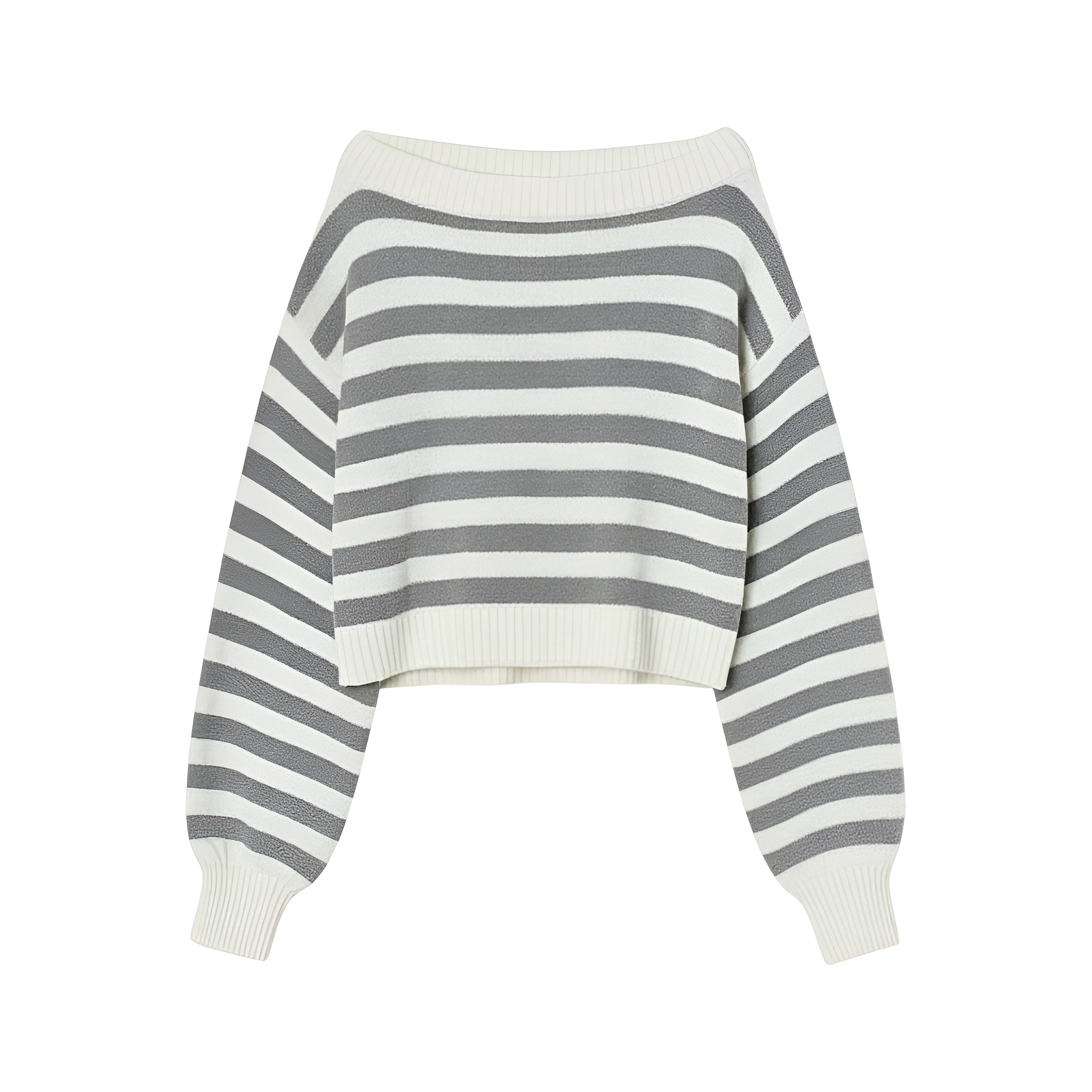 Striped Knit Two Piece Set With Long Sleeves And Shorts