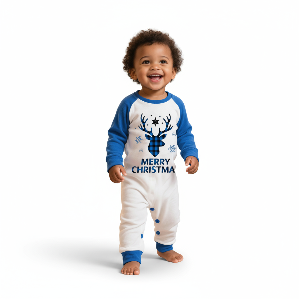 Plaid Reindeer Merry Christmas Printed Family Matching Pajama SetPlaid Reindeer Merry Christmas Printed Family Matching Pajama Set - Image 5