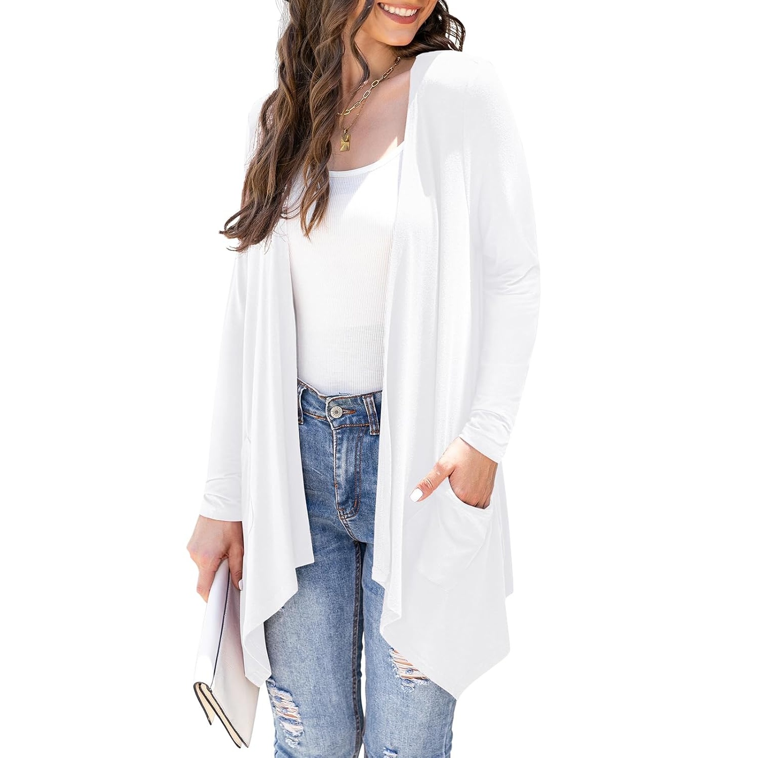 Soft Long Sleeve Draped Duster Cardigan For Women