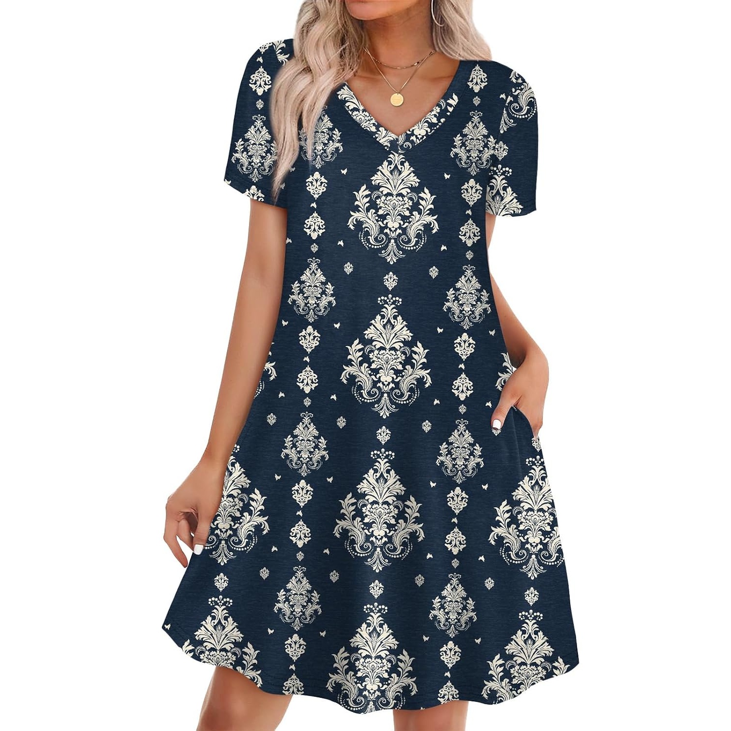 Boho Summer Loose T Shirt Dress With Pockets