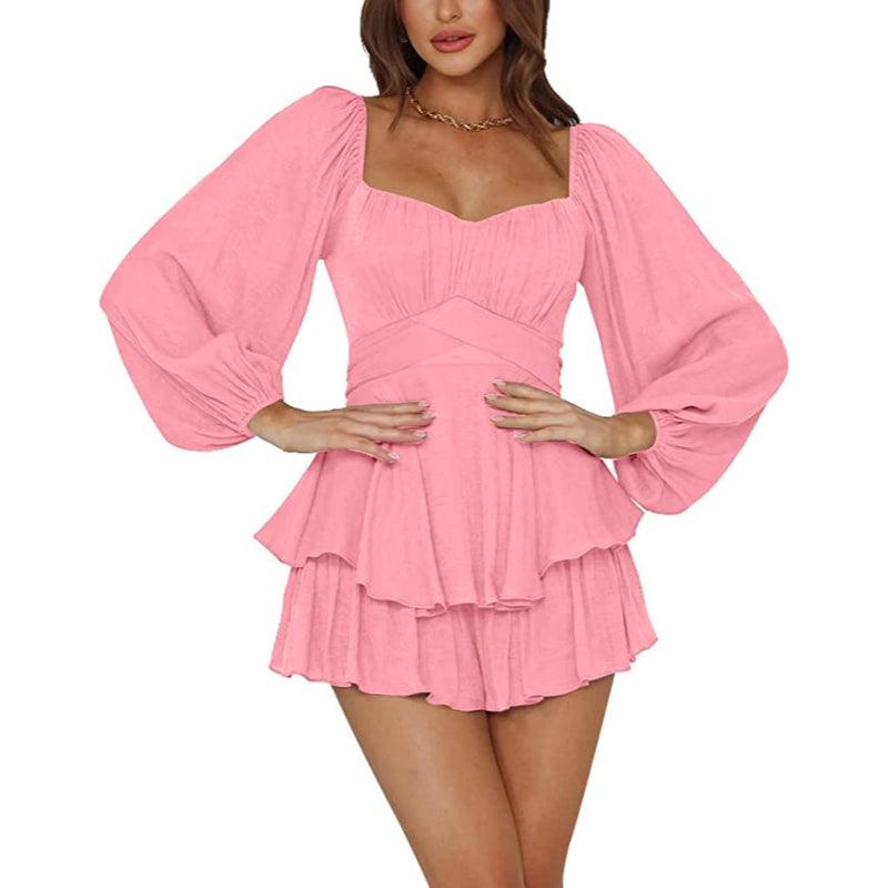 Ruffle Sleeves Mini Dress-Comfy Jumpsuits
