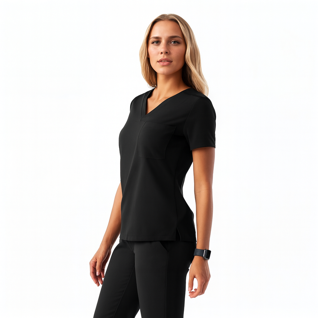 Women Professional Scrub Set with Cargo Pants and One Pocket Top