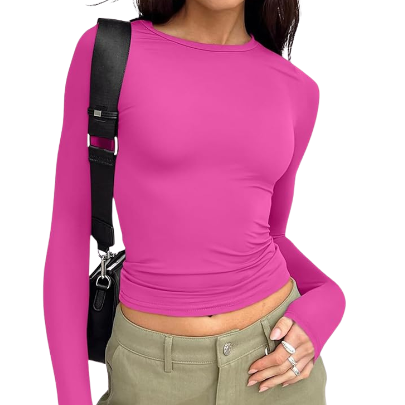 Womens Long Sleeve T Shirts Fall Fashion Basic Crop Tops