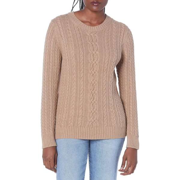 womens Fisherman Cable Crewneck Sweater