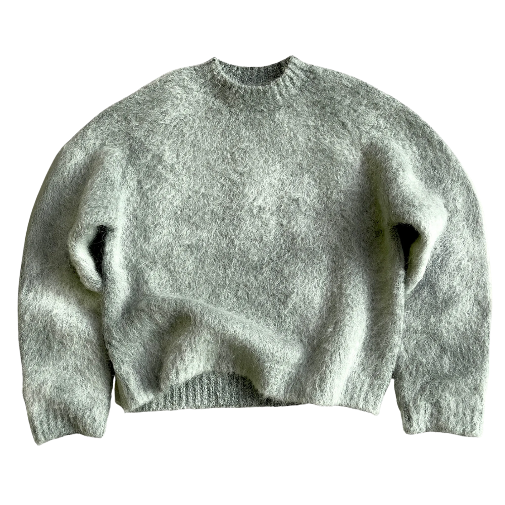 Soft Mohair Knit Sweater With Reversible Textures