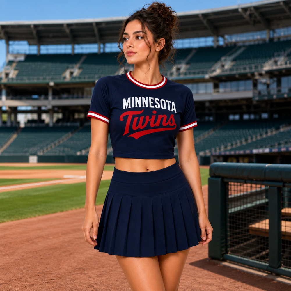 Minnesota Twins Baseball Team Printed Two Piece Top And Skirt Set For Women