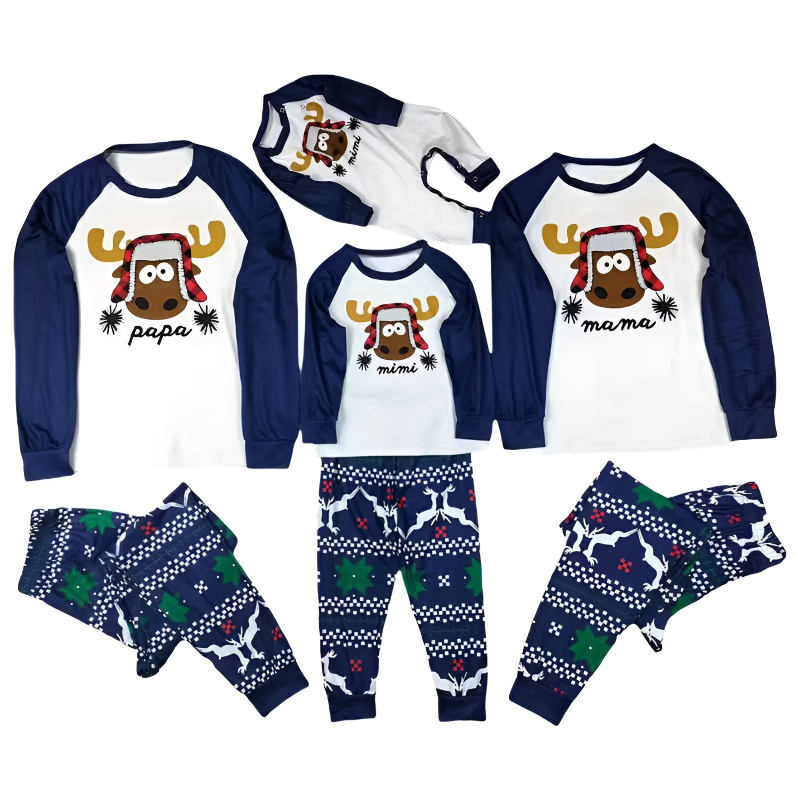 Christmas Nightclothes Elk Print Tops Family Matching Pajama Sets