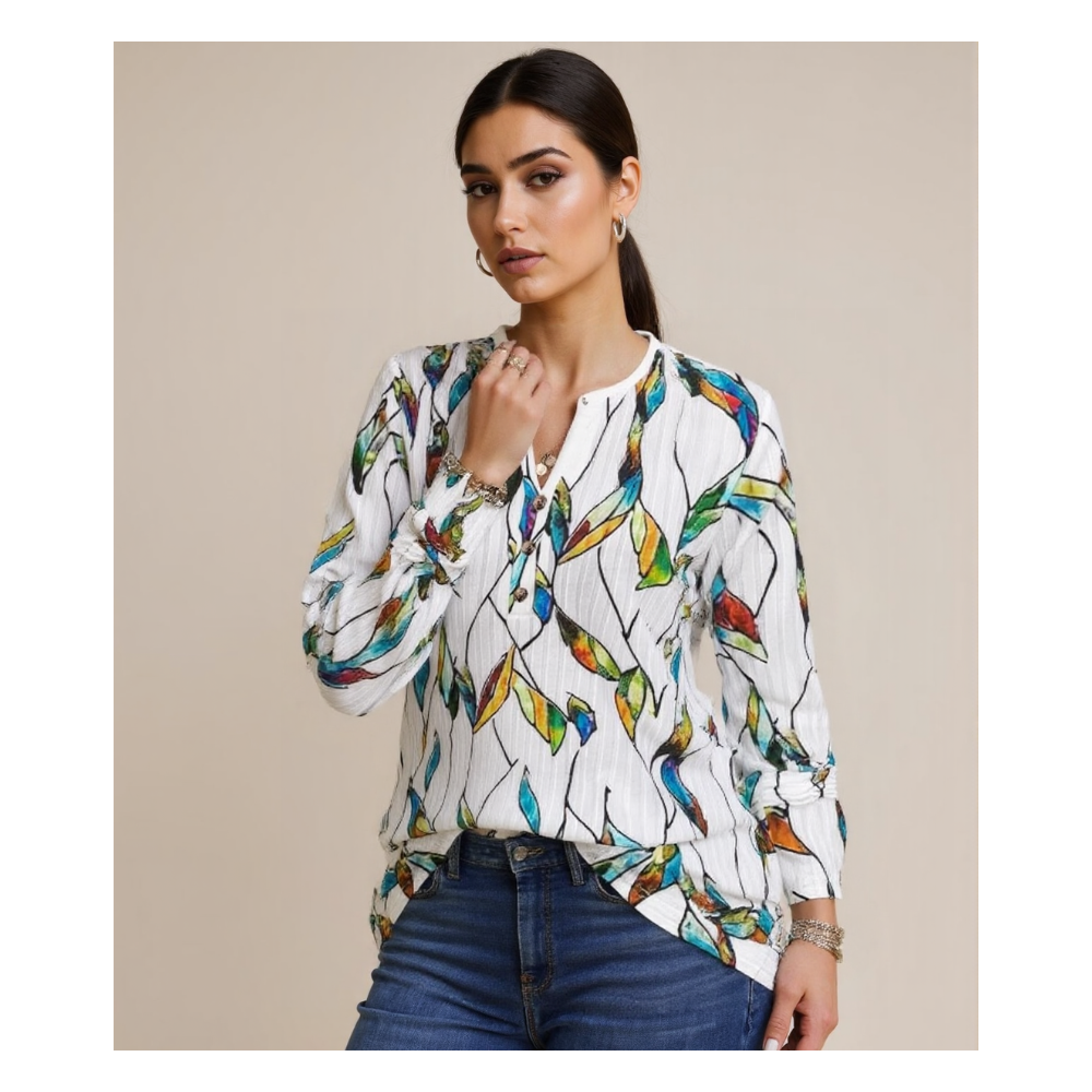 Women Long Sleeve Button Front Pullover Sweatshirt