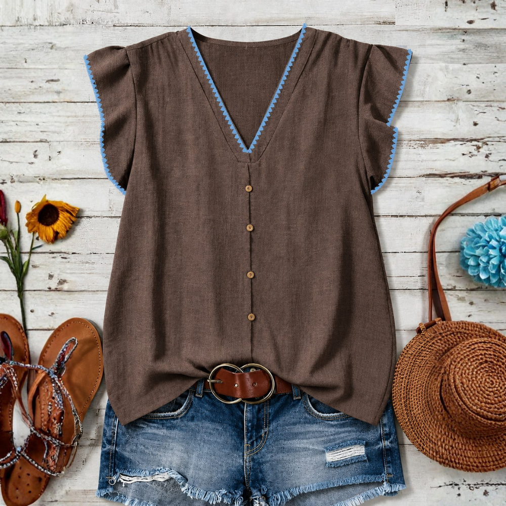 Summer Boho Floral Textured Vintage Casual Blouse For Women