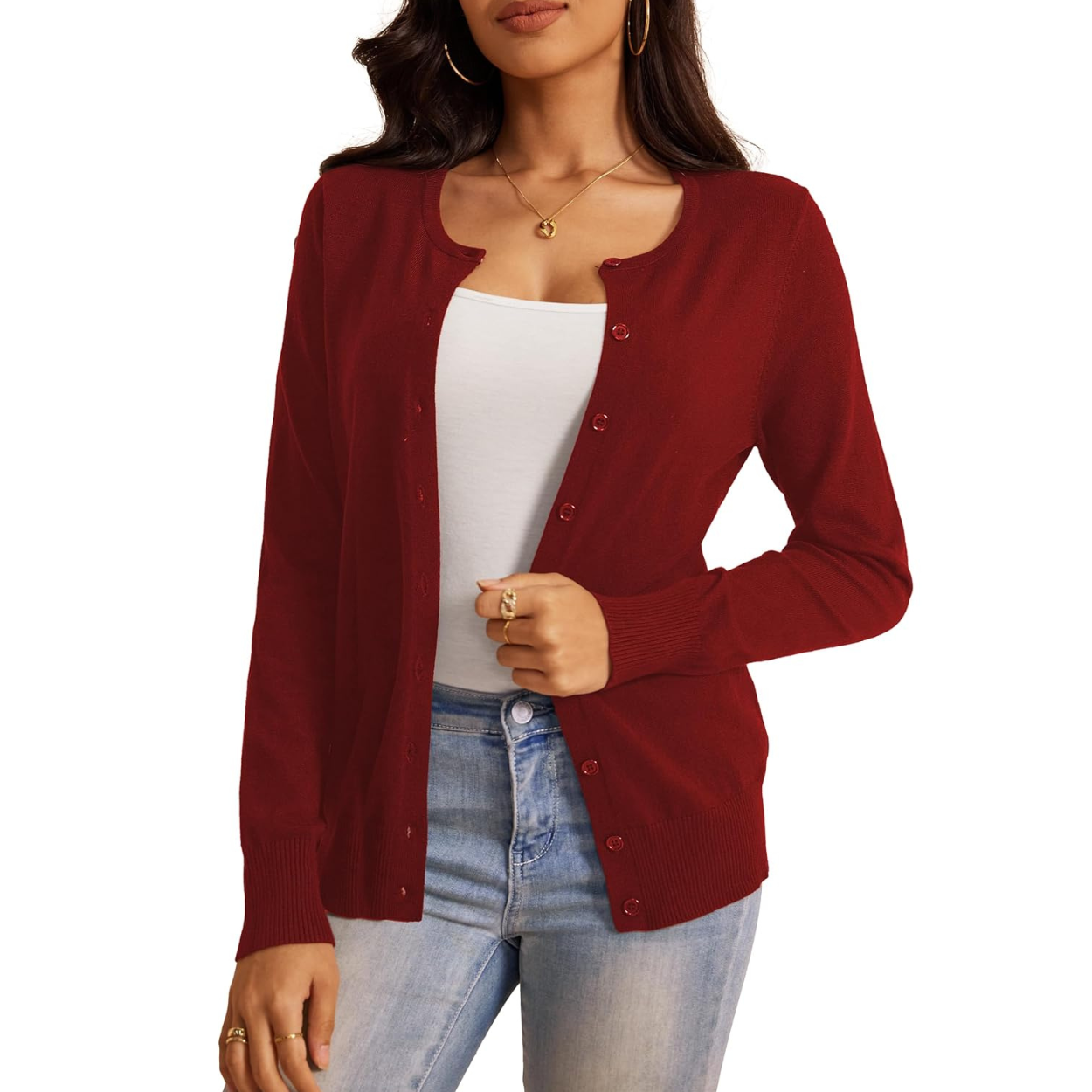 Soft Long Sleeve Soft Knit Cardigan Sweater For Women