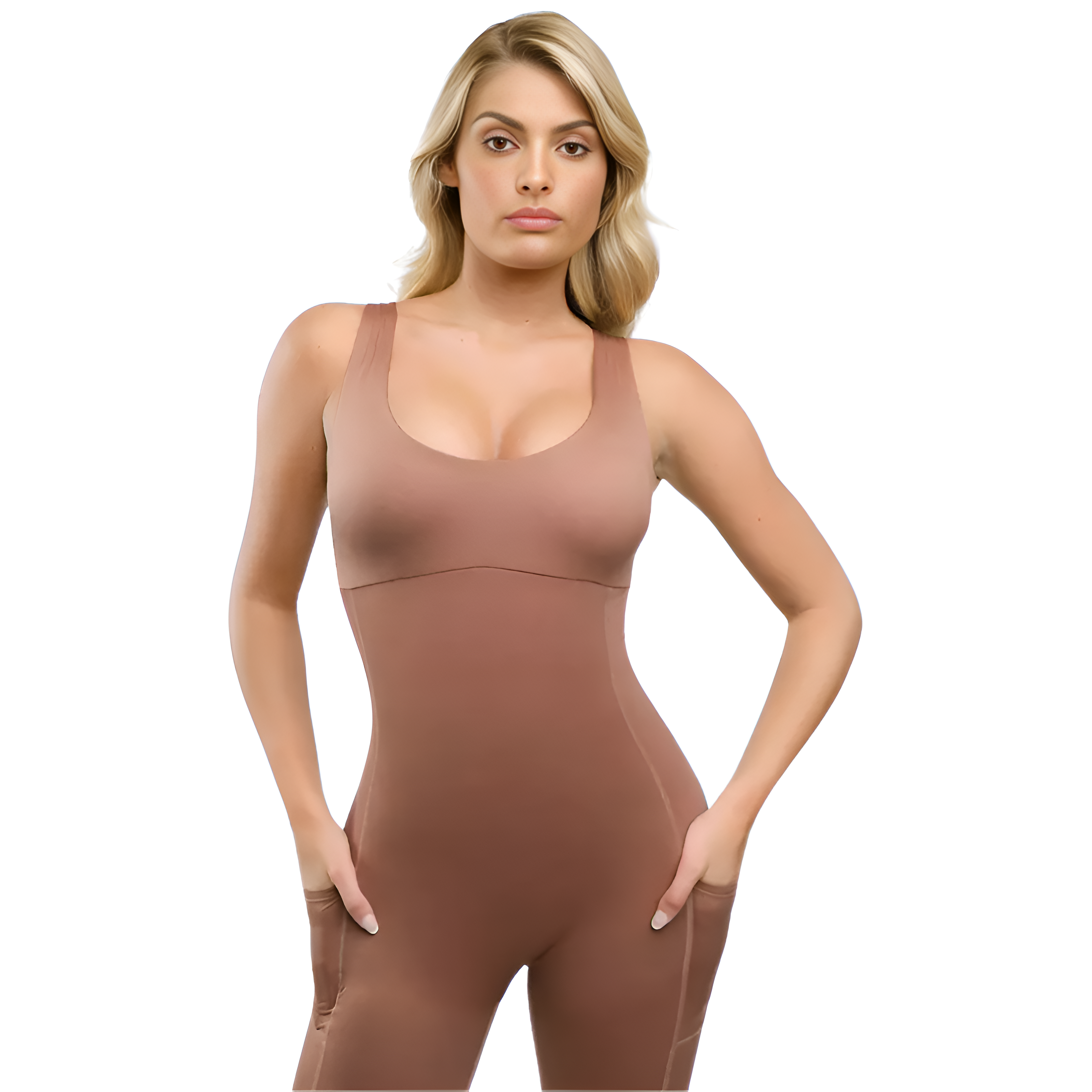 One Piece Shapewear Jumpsuit With Built In Mesh Support For Women