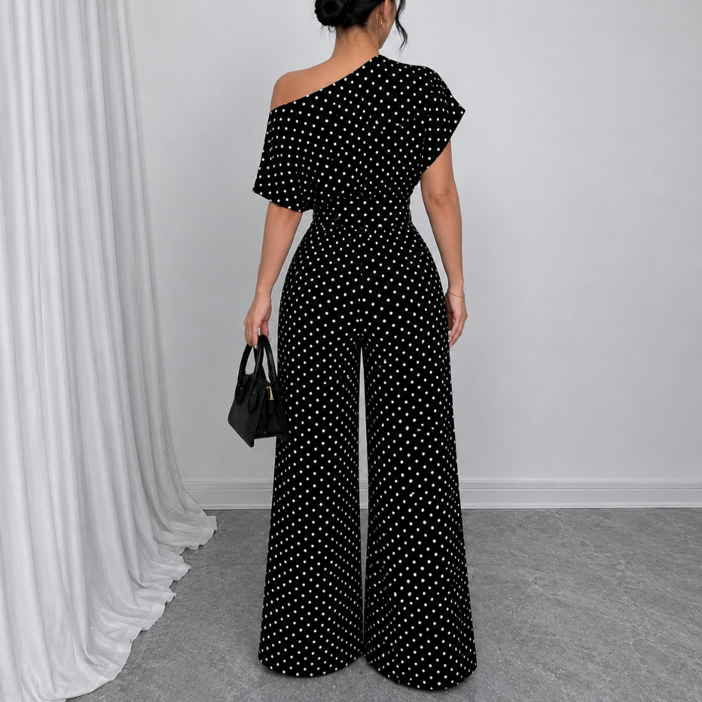 Loose Fit Tie Front Batwing Sleeve Wide Asymmetrical One Piece Jumpsuit For Women