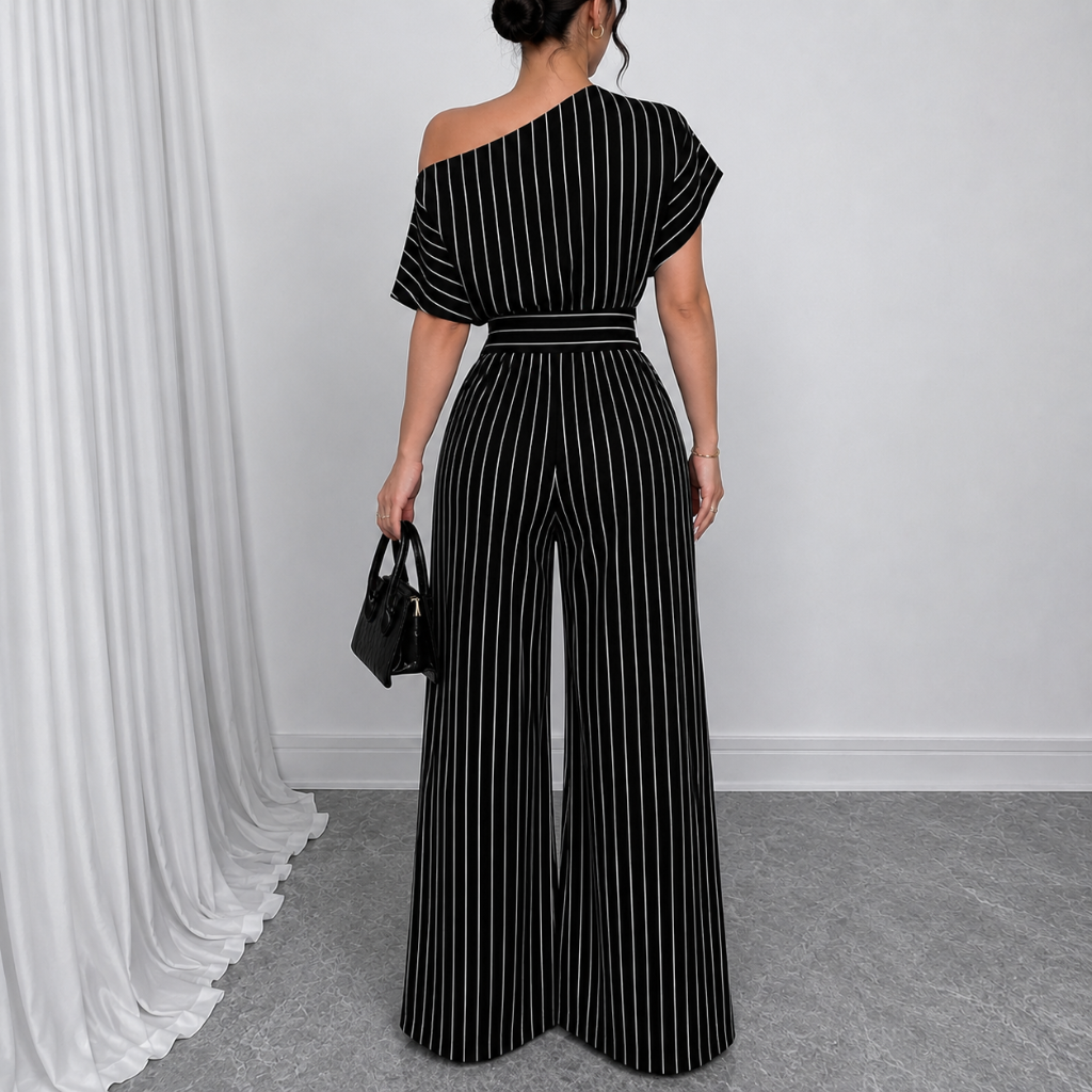 Loose Fit Tie Front Batwing Sleeve Wide Asymmetrical One Piece Jumpsuit For Women