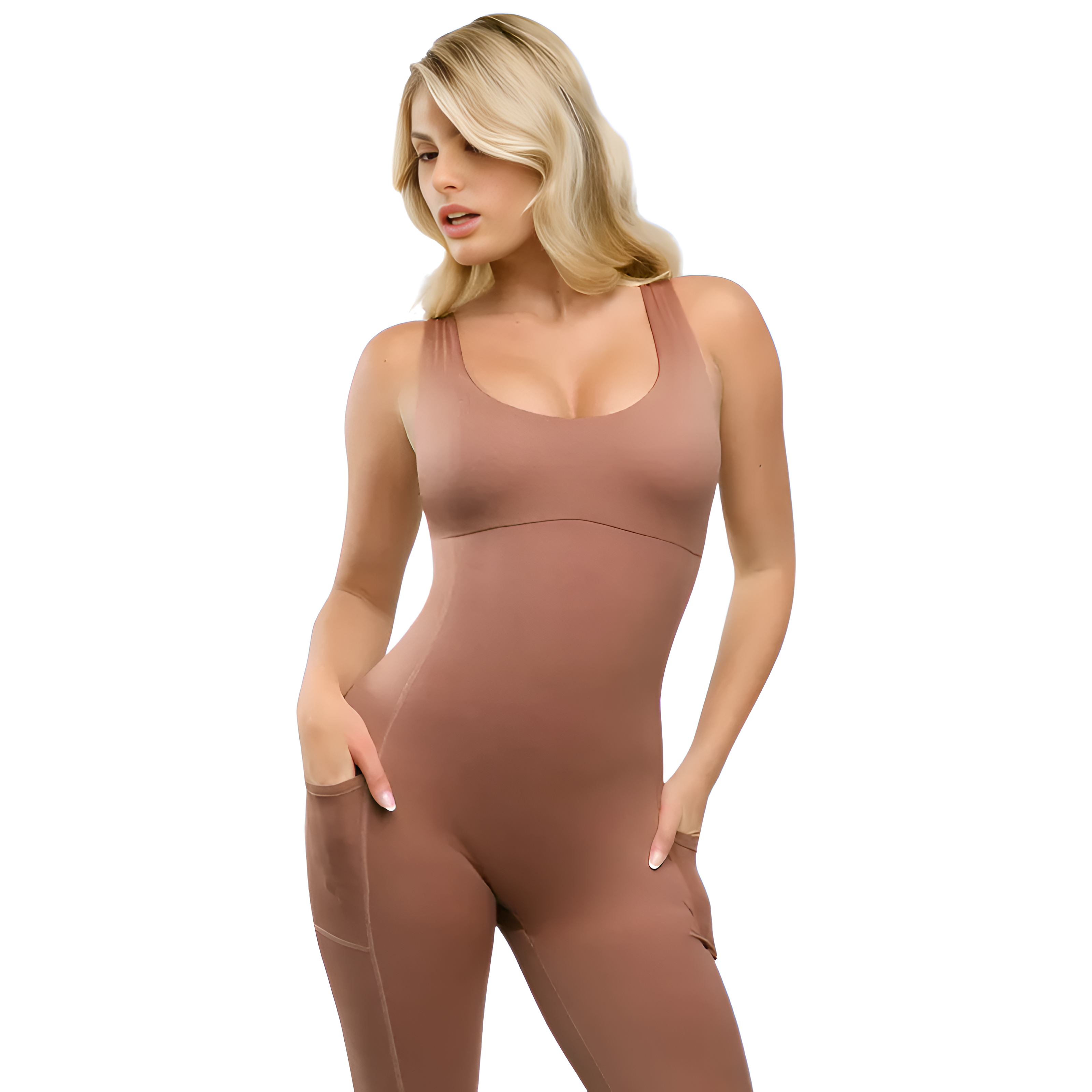 One Piece Shapewear Jumpsuit With Built In Mesh Support For Women