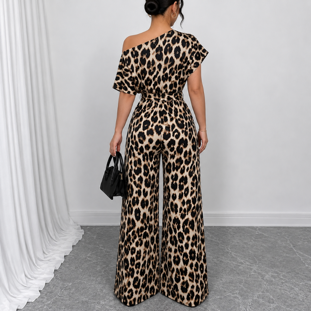 Loose Fit Tie Front Batwing Sleeve Wide Asymmetrical One Piece Jumpsuit For Women