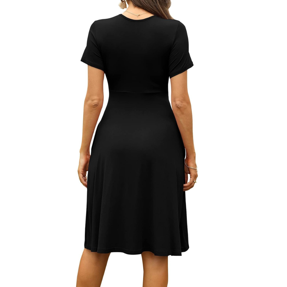Summer Floral Short Sleeve Dress With Pockets