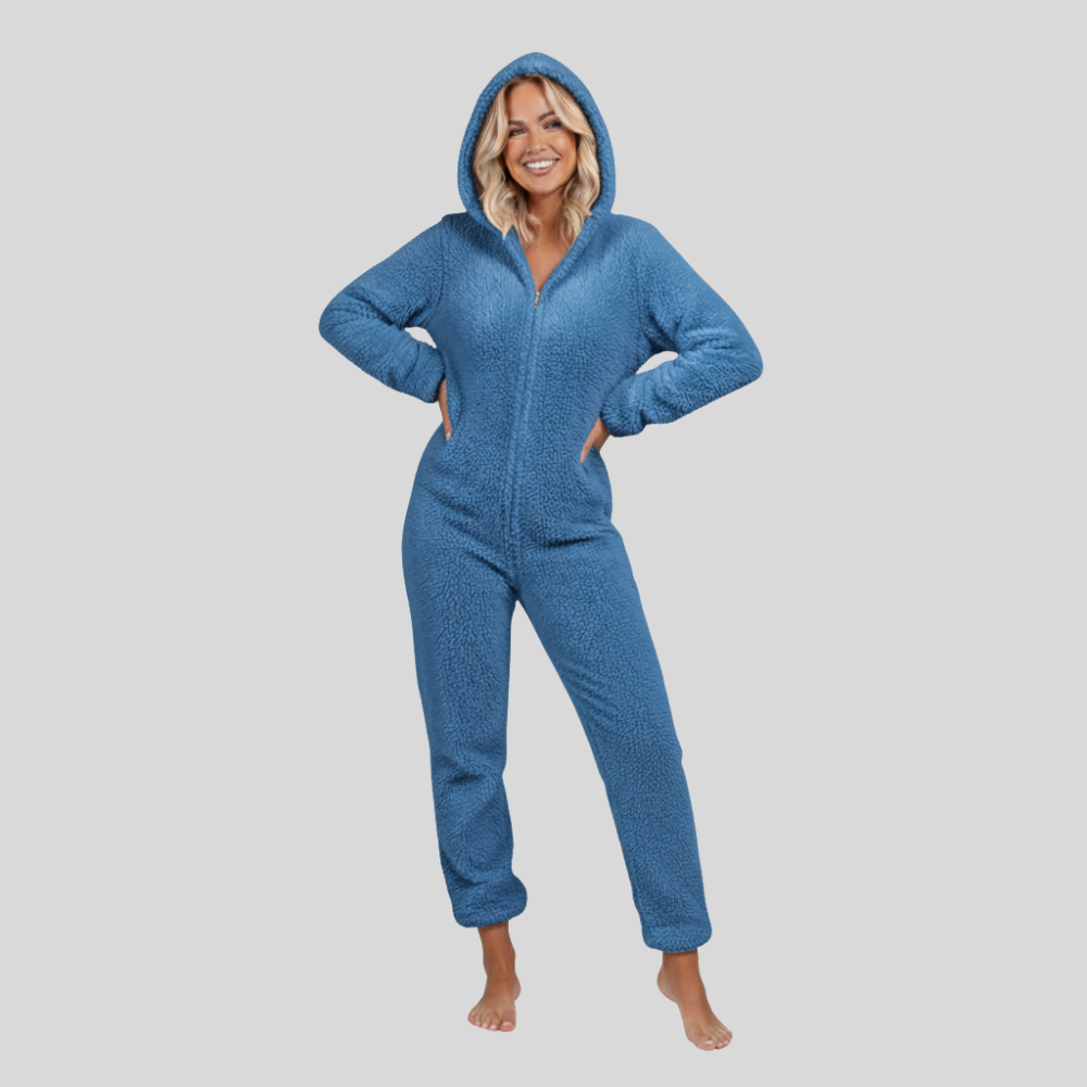 Plush Hooded Long Sleeve Jumpsuit