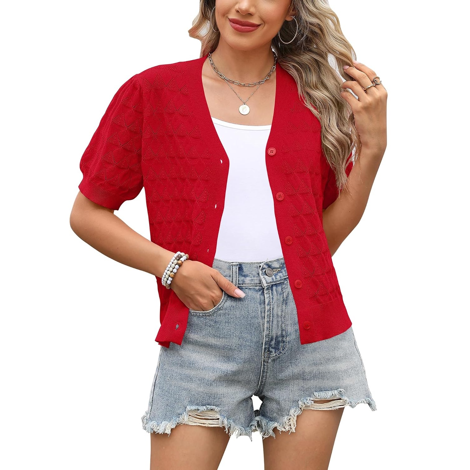 Casual Button Down Lightweight Cardigan Sweater For Women