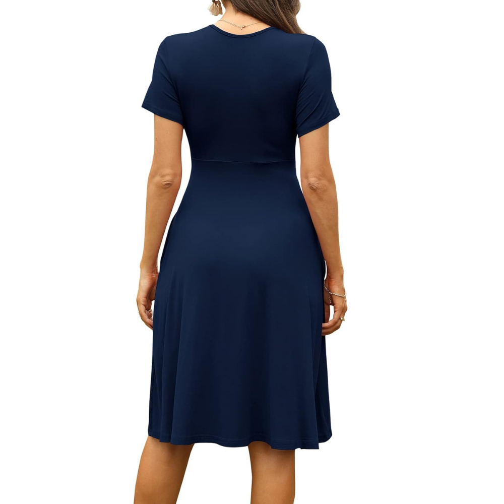 Summer Floral Short Sleeve Dress With Pockets