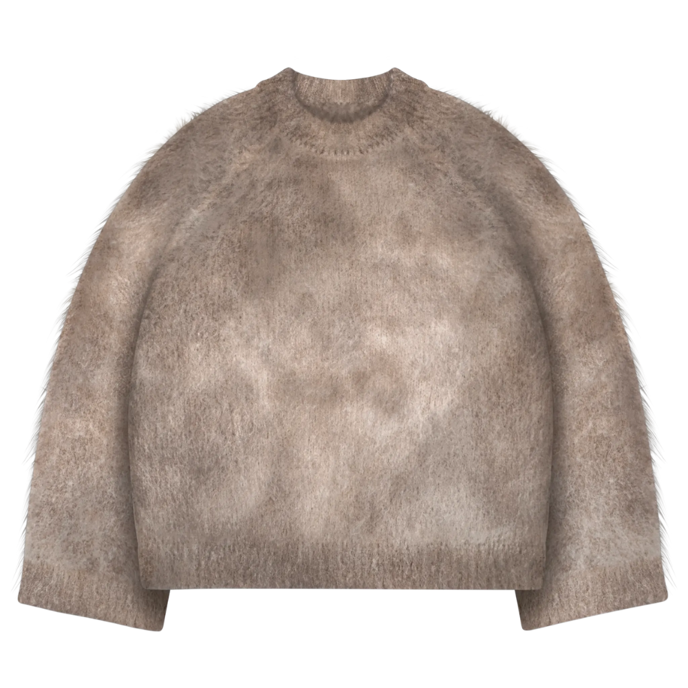 Soft Mohair Knit Sweater With Reversible Textures
