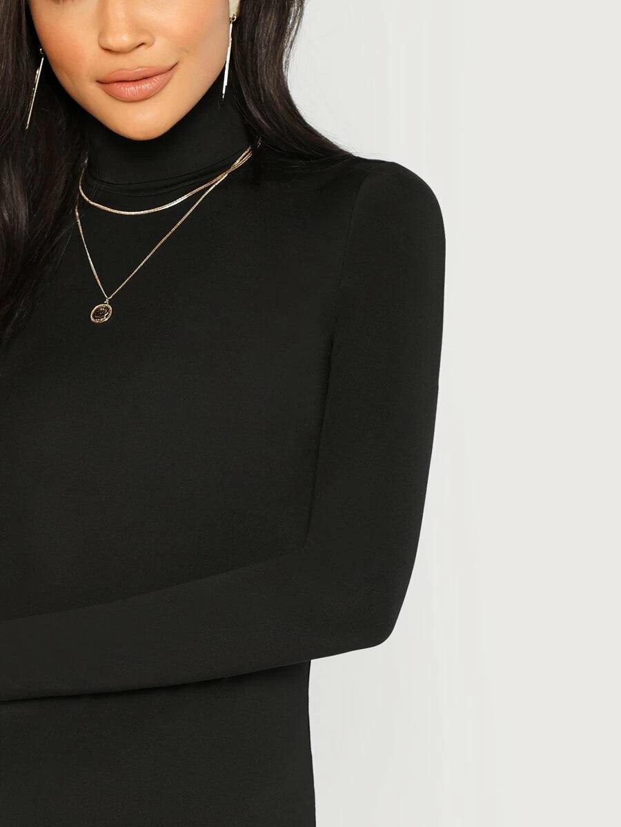Mock Neck Long Sleeve Bodysuit-Comfy Jumpsuits