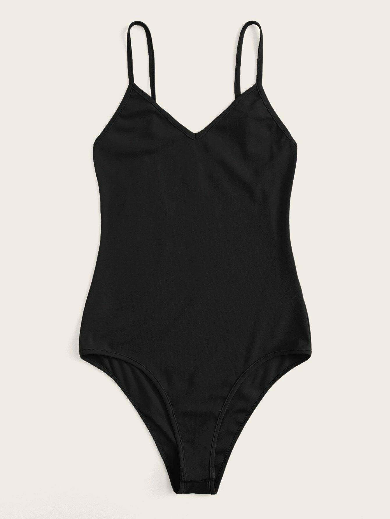 Solid Cheeky Cami Bodysuit-Comfy Jumpsuits