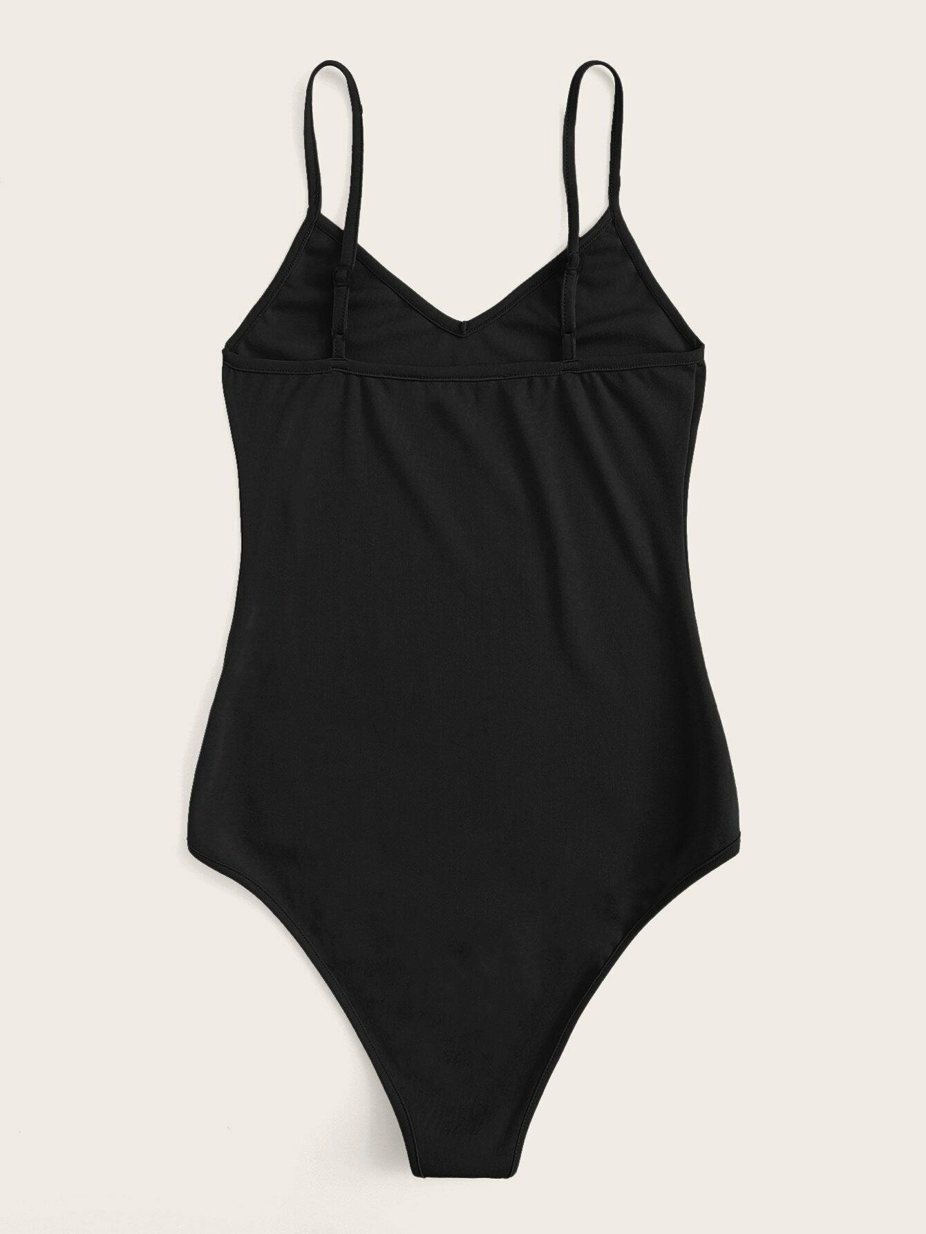 Solid Cheeky Cami Bodysuit-Comfy Jumpsuits