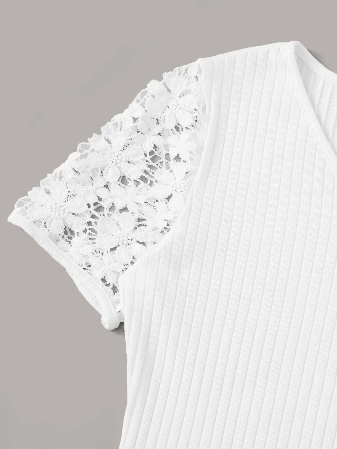 Button Front Lace Trim Short Sleeve Bodysuit-Comfy Jumpsuits