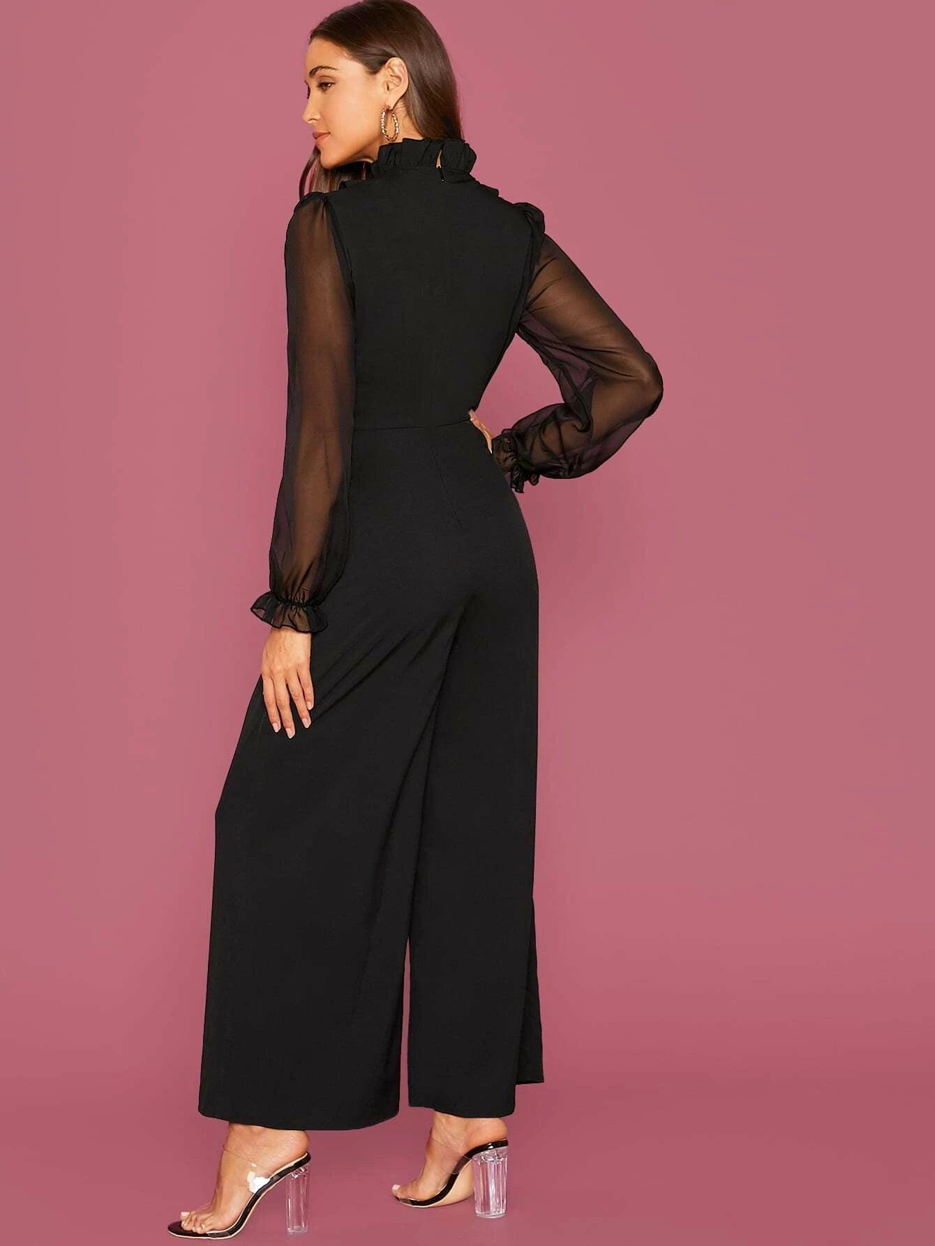 Frill Trimmed Jumpsuit-Comfy Jumpsuits