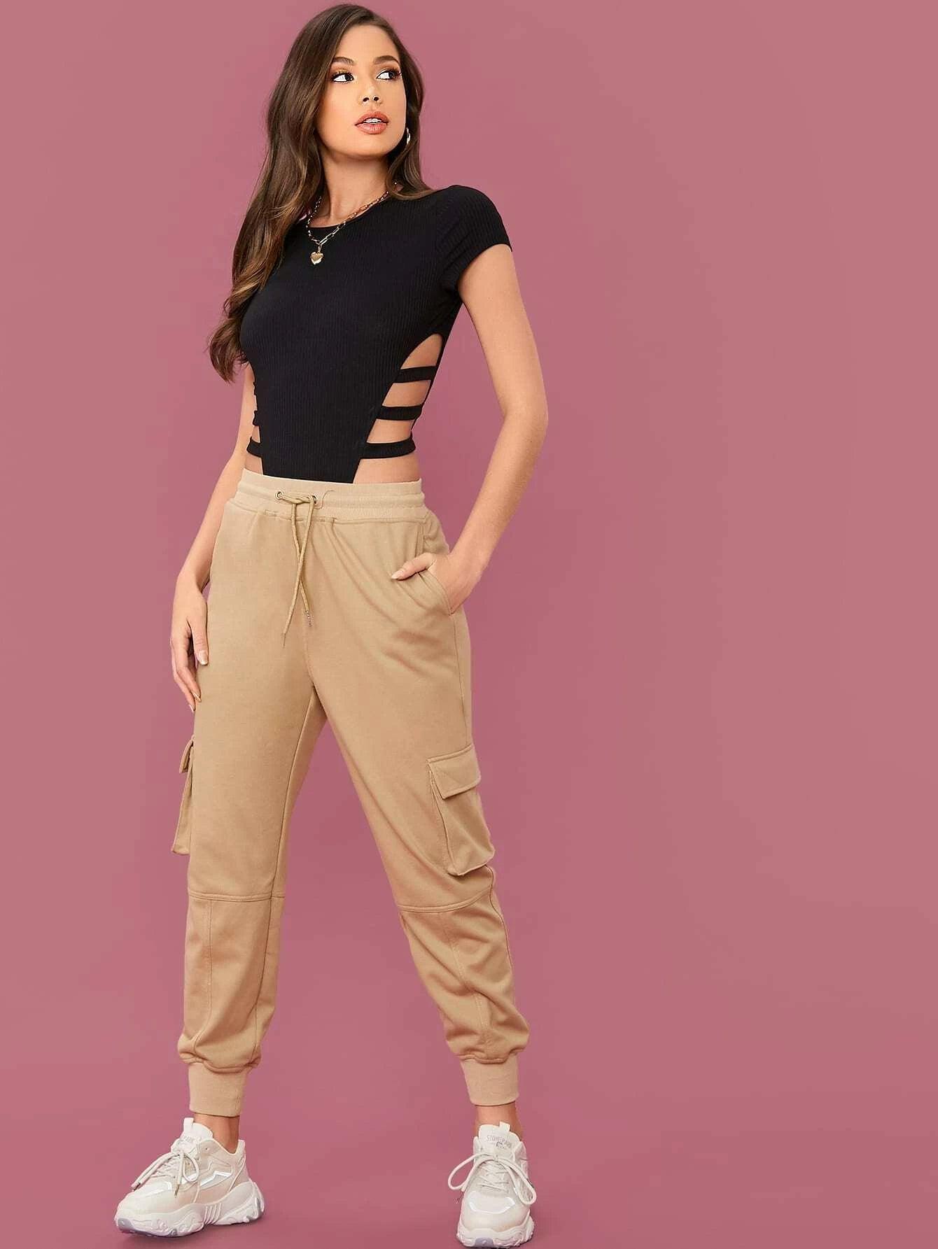 Cut Out High Leg Bodysuit-Comfy Jumpsuits