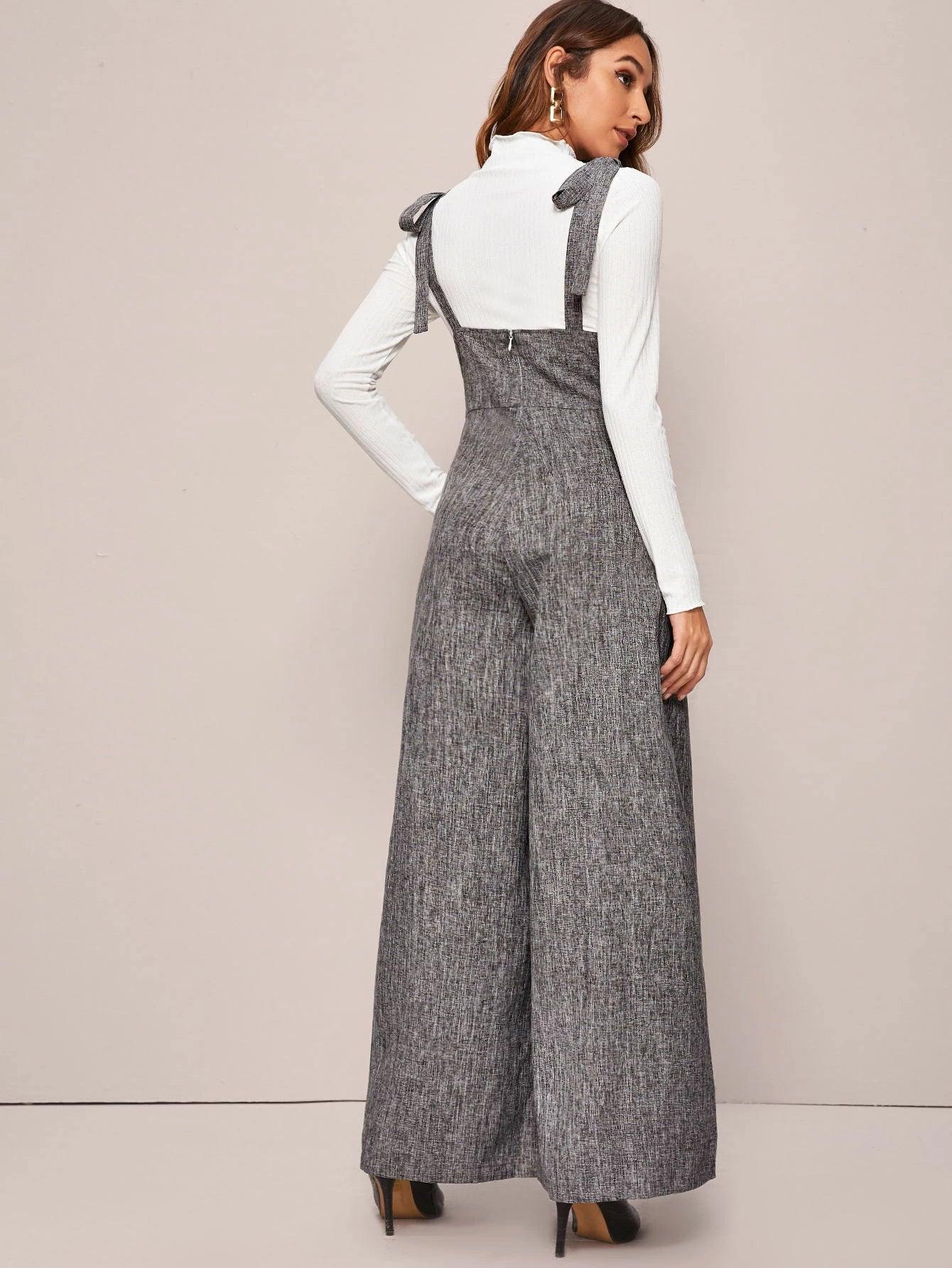 Flared Leg Suspender Jumpsuit-Comfy Jumpsuits