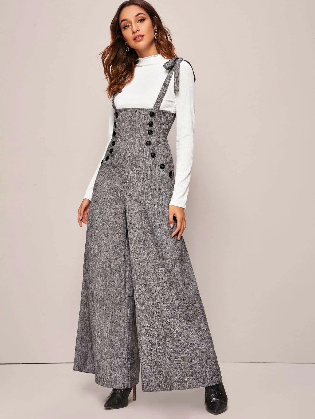 Flared Leg Suspender Jumpsuit-Comfy Jumpsuits